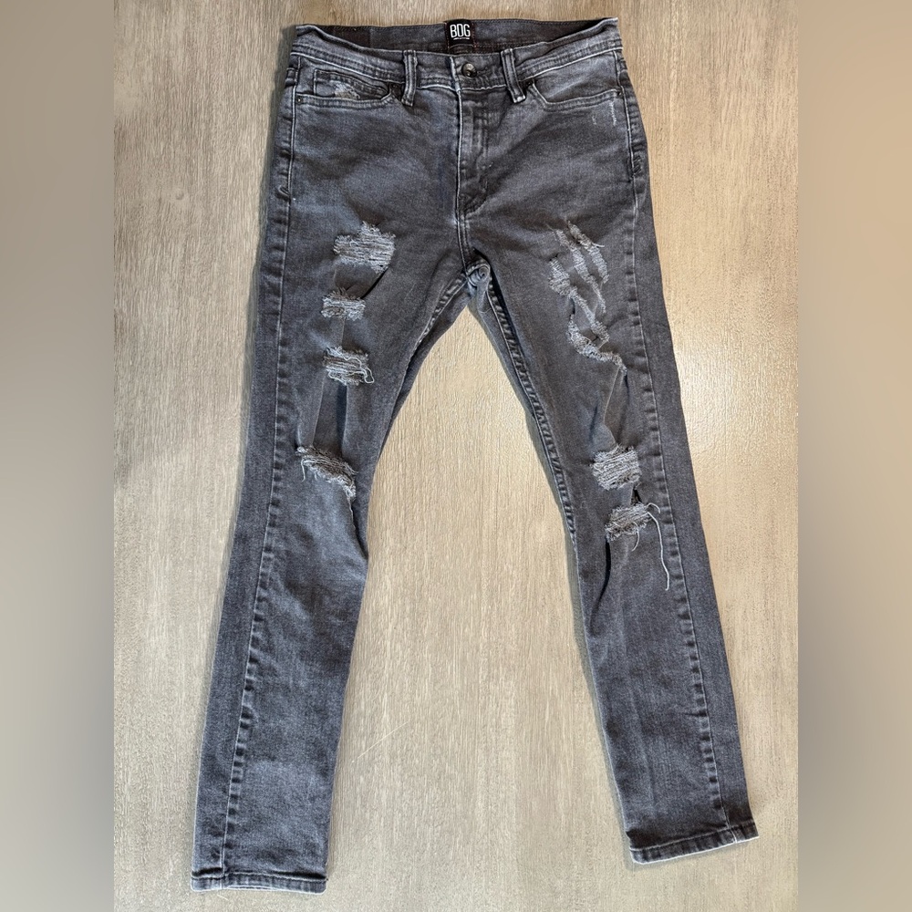 BDG Urban Outfitters Black Denim Distressed Skinny Fit Jeans 30 by 30